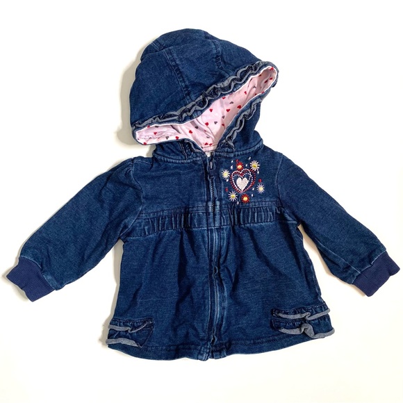 Flower Denim Zipper Jacket - Picture 1 of 4